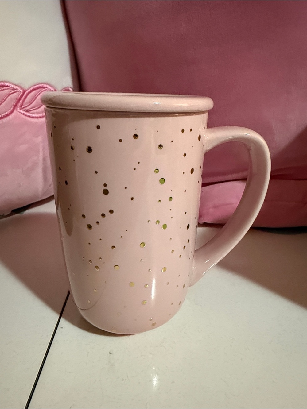 Blush Pink Ceramic Mug with Gold Speckle - Davidstea nordic tea mug